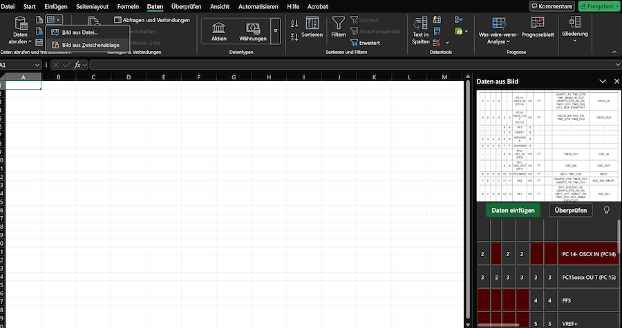 Bild nach Excel importieren